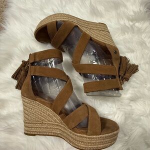 UGG Raquel Tan Suede Wedge Sandals
